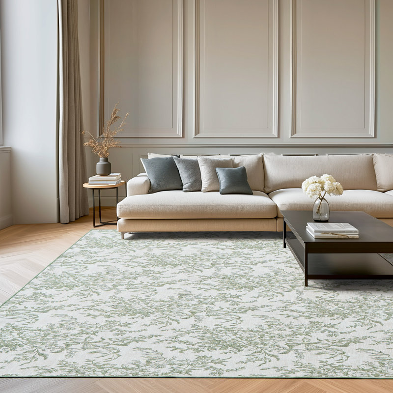 Laura Ashley Bedford Machine Washable Imagine Printed Chenille Rugs 1-Piece, Rectangle 8' x 10'