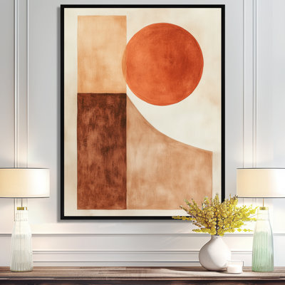 Terracotta Abstract Wall Art, Modern Geometry Flow Ii - Terracotta Balance, Geometric Canvas Decor