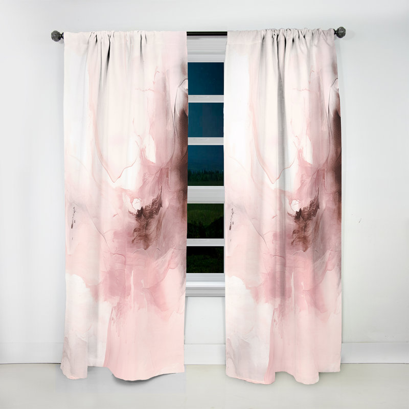 Rideau en velours rose délicat abstrait IV - 1 panneau, L 52 po x L 108 po
