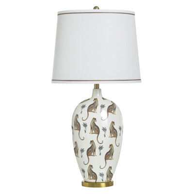 Ceramic Table Lamp - Cheetah Gold - White Shade