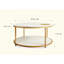 Table basse ronde blanche en mélamine à deux niveaux avec rangement intégré pour le confort d'un salon moderne-1206449314-1206449313
