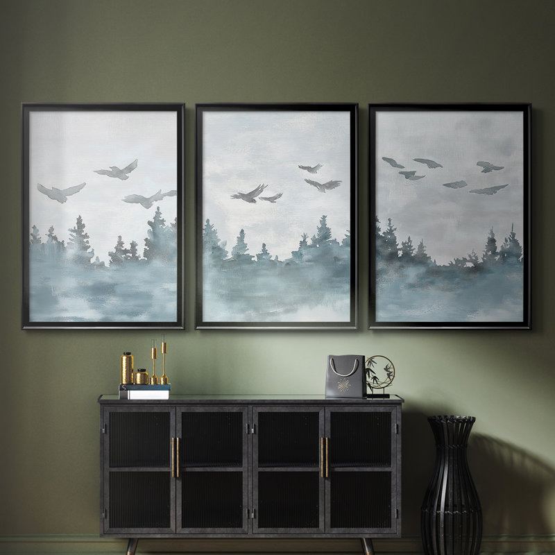 Christmas Holiday Art CCI - Toile tendue avec châssis sur mesure - 3 pièces, H 30 po x l 63 po, Noir, noir, noir, noir