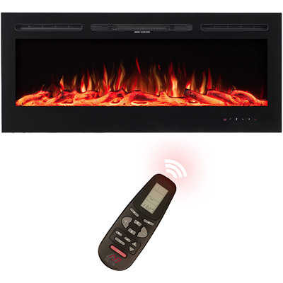 NETTA Electric Fireplace With Glass Panel Colourful Flame, Wall