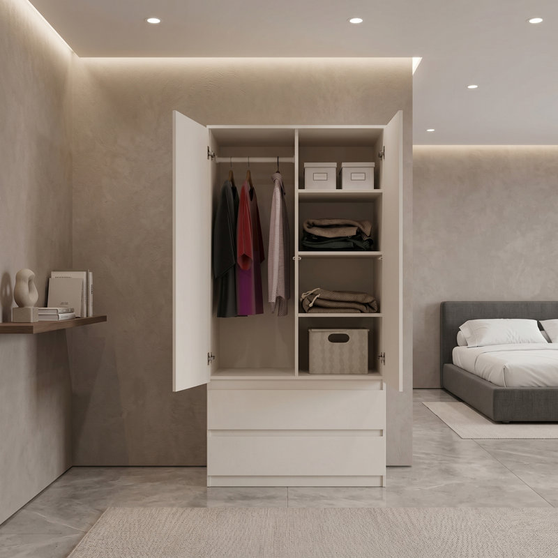 Jonathin 2 Door Wardrobe, Beige