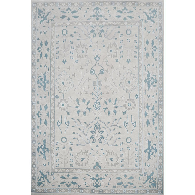 Edith Hand Knotted Wool Floral Area Rug, Square 10'