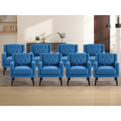 29" Wide Transitional Upholstered Tufted Armchair With Solid Wood Legs