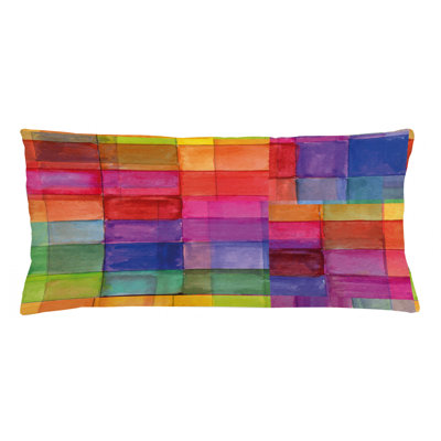 Kissenbezug, Regenbogen-Farben-Quadrate, Abstrakt, Mehrfarbig