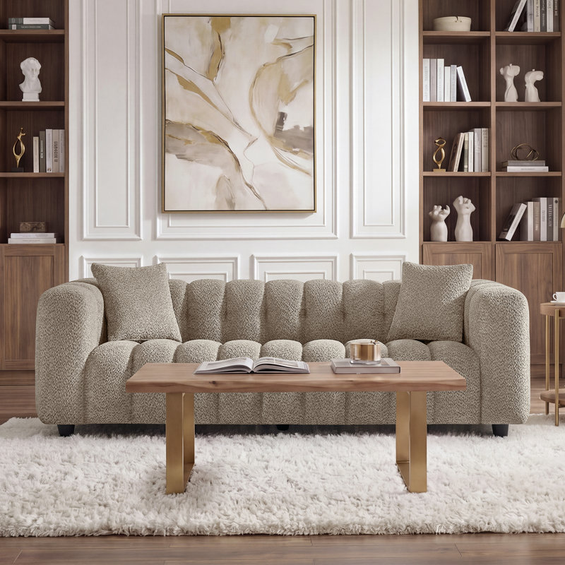 90.55'' Upholstered Sofa For Living Room, Camel