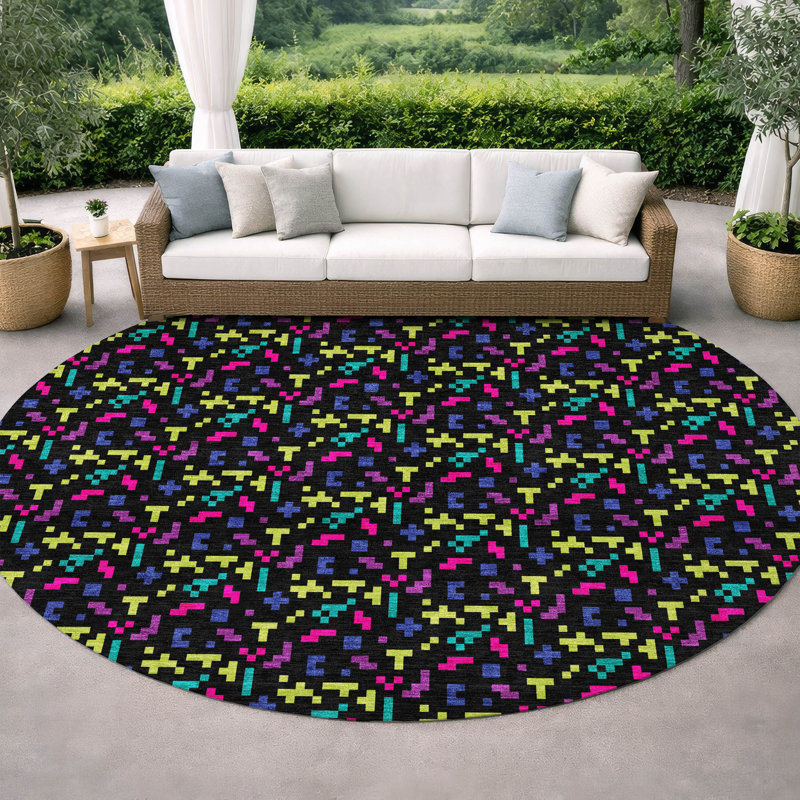 Tapis intérieur / extérieur lavable à la machine pour enfants ACN2824, Rond 8 pi