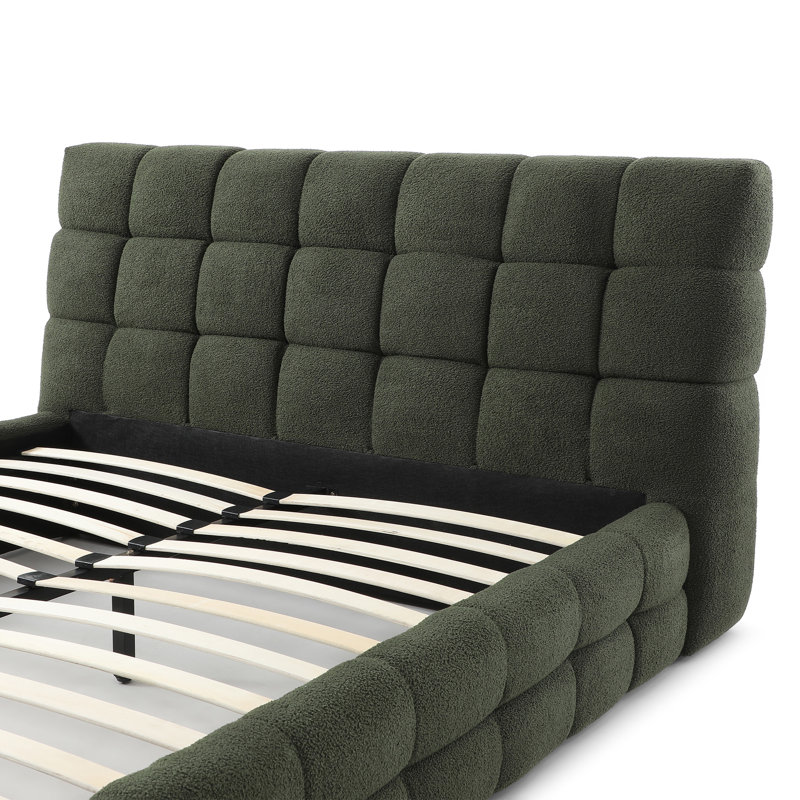 Lit rembourré moelleux, Vert foncé, Grand