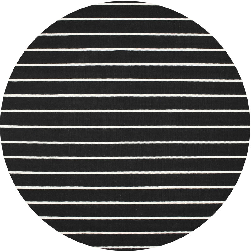 Tapis contemporain bleu / blanc, Rond 8 pi
