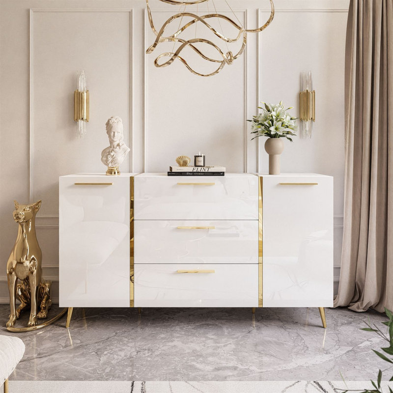 Ambarisha 158cm W 3 - Drawer Chest of Drawers, White