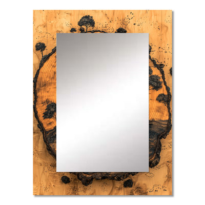 Elephant Under The Baobab Tree Wood Slide II - Elephant Large Mirror, Grey Unique Wall Mirror Decor, Printed Metal Art