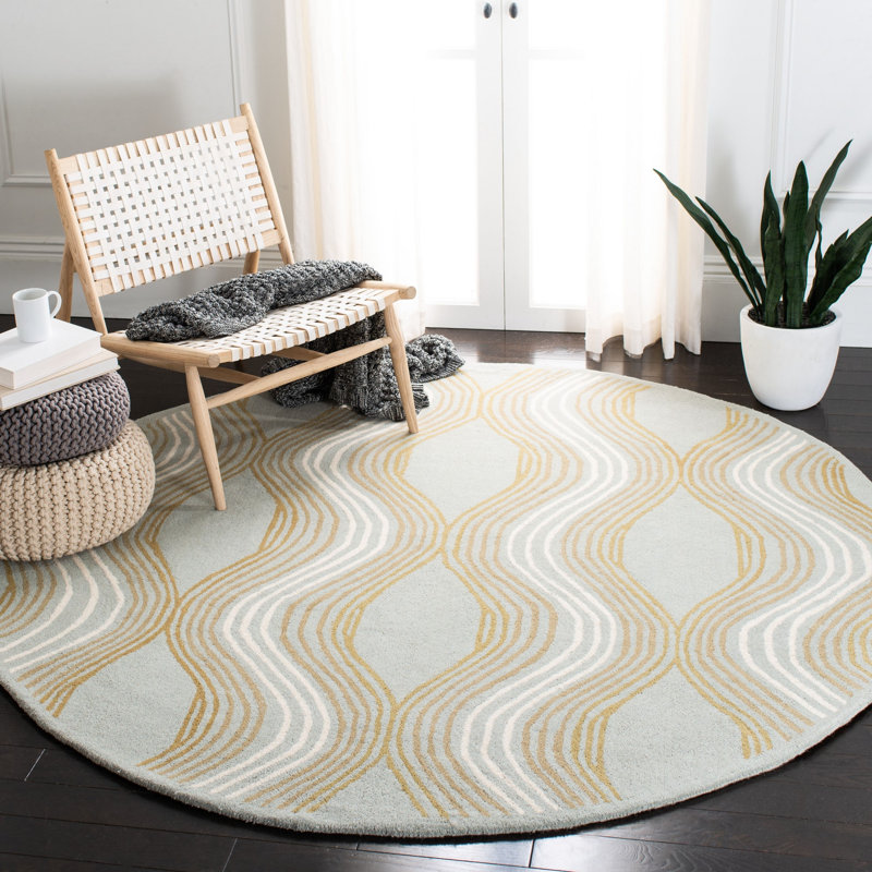 Secaucus Hand Tufted Wool Abstract Rug, Round 7'