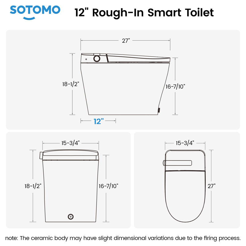 Toilette allongée intelligente SOTOMO 1,28 gallons GPF (siège inclus)