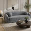 Canapé inclinable convertible de 86 pouces incurvé, canapé-lit pliant sans cadre 2 en 1 avec base coulissante et assise profonde, canapé inclinable en chenille à deux places, aucun assemblage requis gris-1955751472