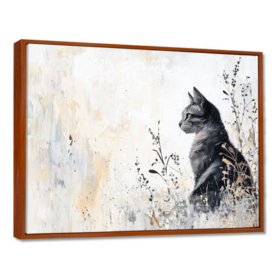 Minimal Meadow Cat - Cat Canvas Print