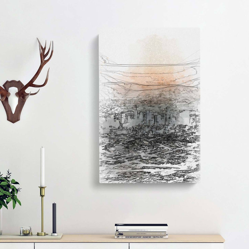 High Over The Los Angeles Skyline In Abstract - Wrapped Canvas Print, 60cm H x 40cm W x 3cm D