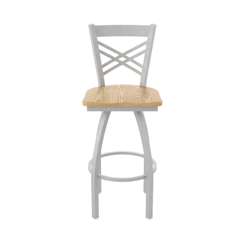 Tabouret tournant 820 Catalina, Nickel anodisé, Bois - Chêne naturel, Tabouret de comptoir (assise de 25 po de hauteur)