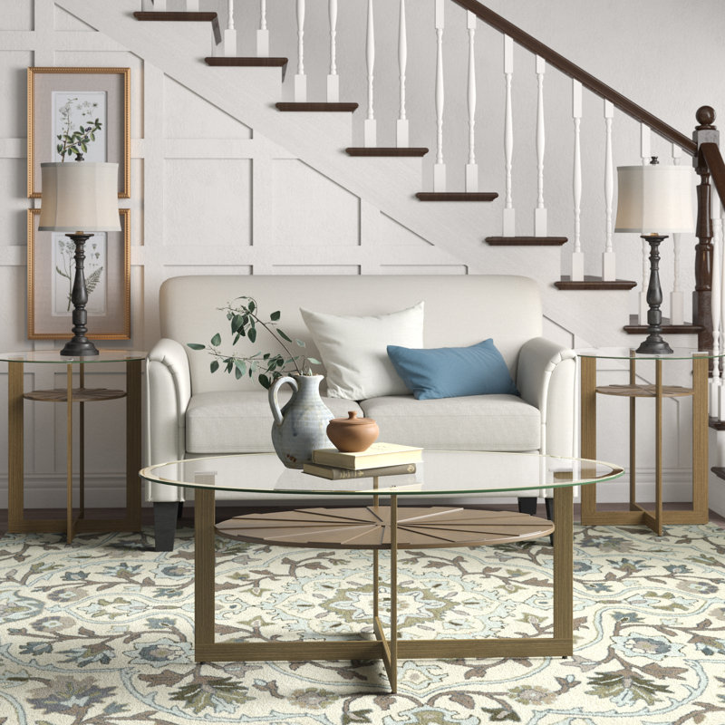 Rowlett 3 - Piece Glass Top Living Room Table Set