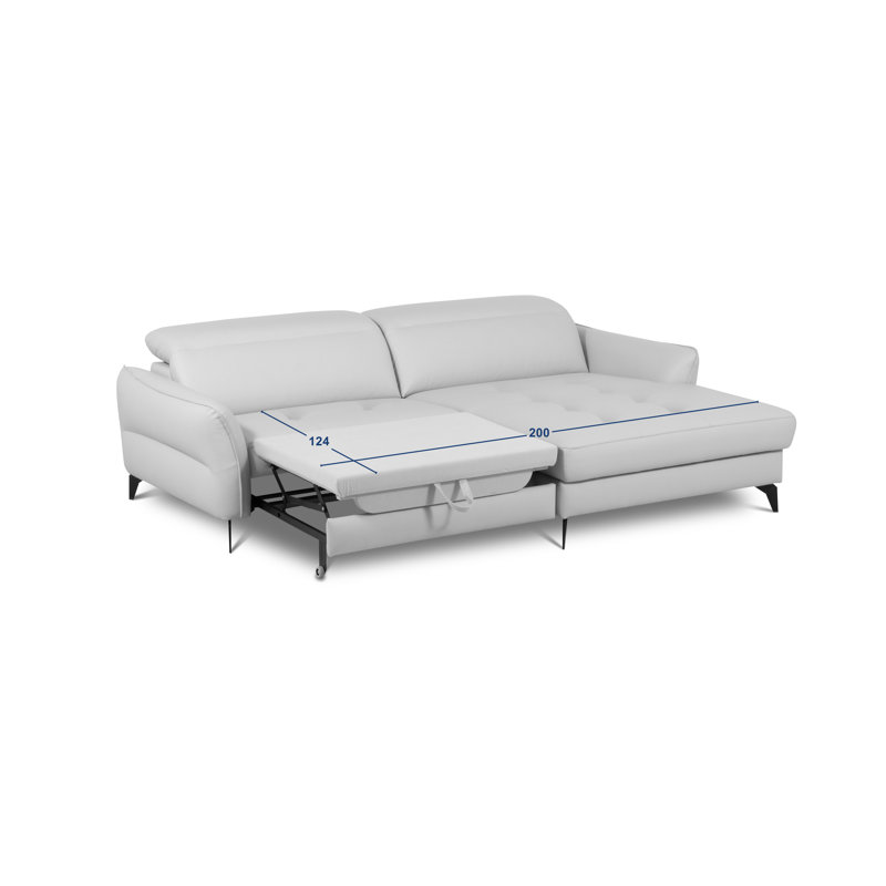 Manchester Leather Corner Sofabed with Adjustable Headrests and Storage, Red, Right Hand Facing