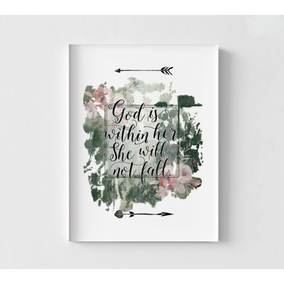 God Is Within Her Floral By Tara Moss, Psalms 46:5 Print, Framed Extra Large Psalm Bible Poster, Large Botanical Biblical Decor
