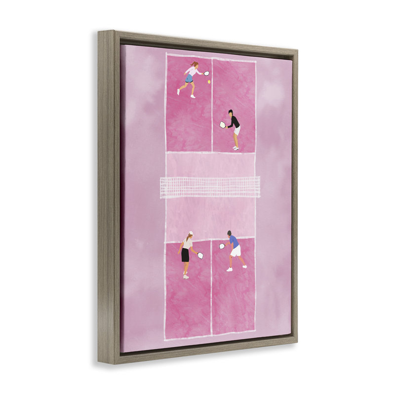«Pink Pickleball Court» par Ziwei Li, Cadre flottant orme Montalcino, H 21 po x l 17 po