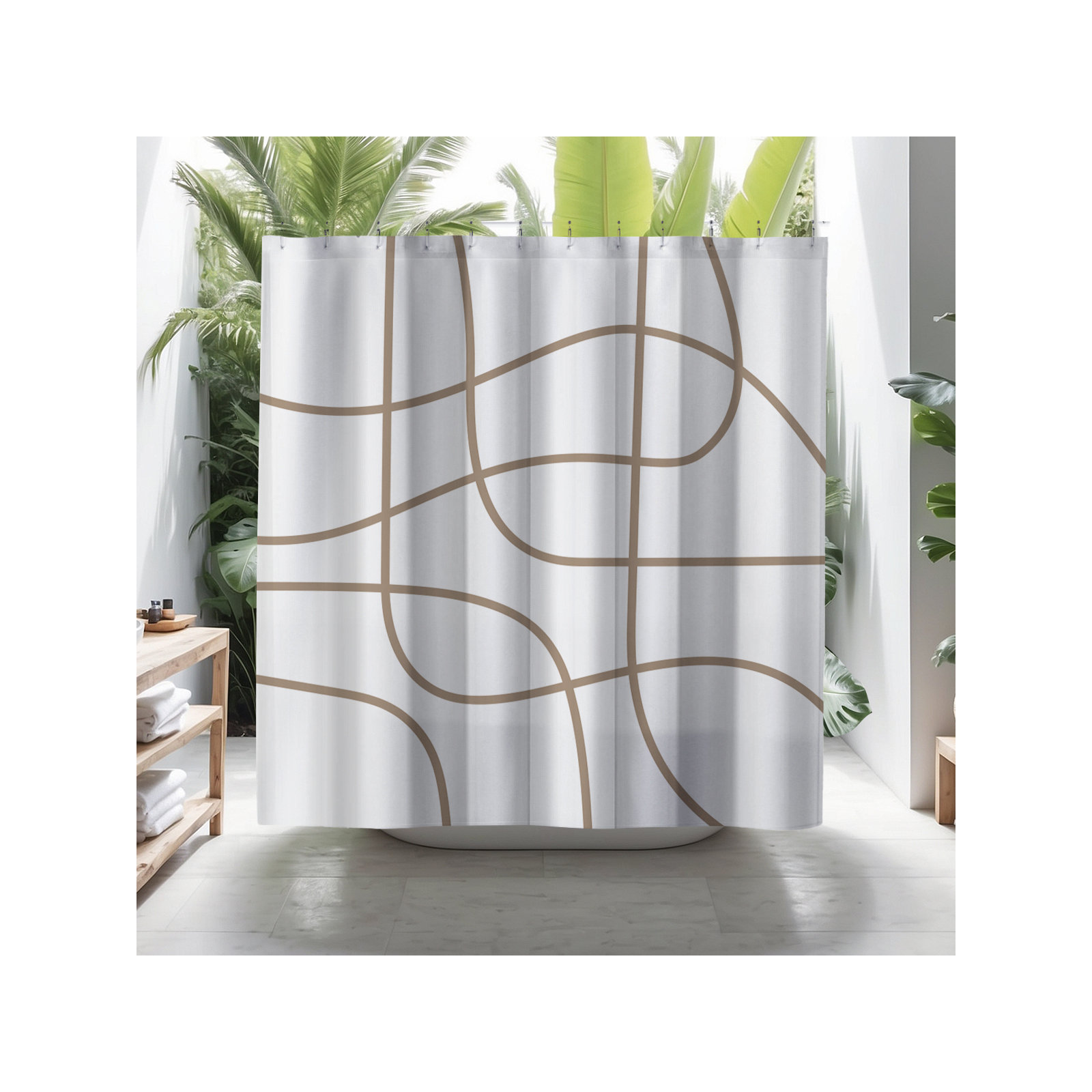 Coco Polyester Shower Curtain, Beige