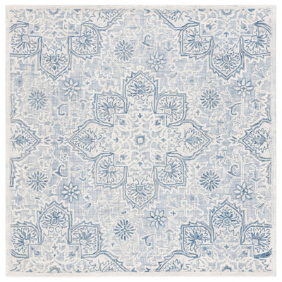 Trace Hand Tufted Wool Cotton with Latex Oriental Rug in Blue/Ivory
