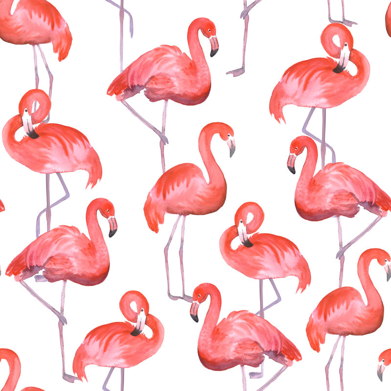 Schellsburg Pink Flamingo Seamless - Wrapped Canvas Print, 30cm H x 30cm W x 3.8cm D