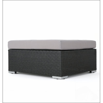 Repose-pieds Santa Rosa en faux rotin - structure en aluminium - coussinée, sans assemblage