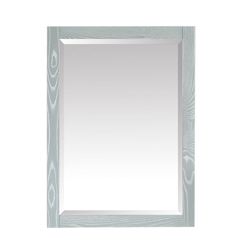 Anjelita Wood Rectangle Wall Mirror, 32" H x 24" W, Sea Salt Gray