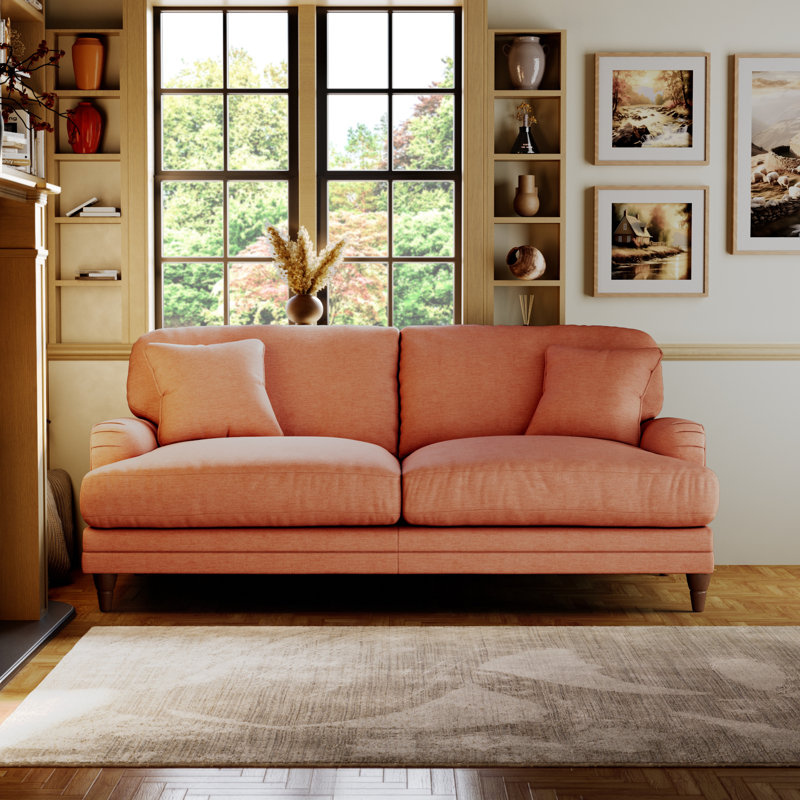 Adaku 3 Seater Sofa , Burnished Beech, Salmon