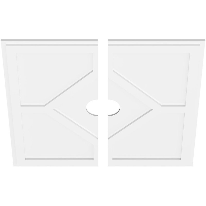 40"OD x 5"ID x 14"C x 1"P Embry Architectural Grade PVC Contemporary Ceiling Medallion, Two Piece, 1" H x 40" W x 40" D