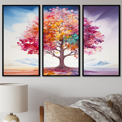 Rainbow Autumn Colors Tree - ensemble d'art mural arbre chêne