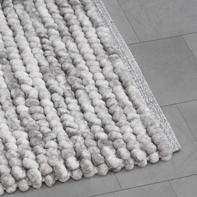 French Connection Space Dye Chunky Chenille Bath Rugs, Gray