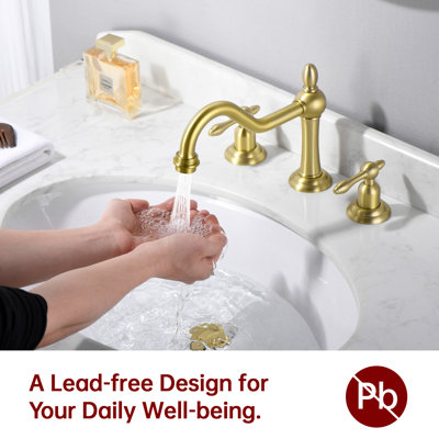 SUMERAIN 8 Inch Bathroom Sink Faucet, Vintage Widespread Basin Faucet, Solid Brass Material