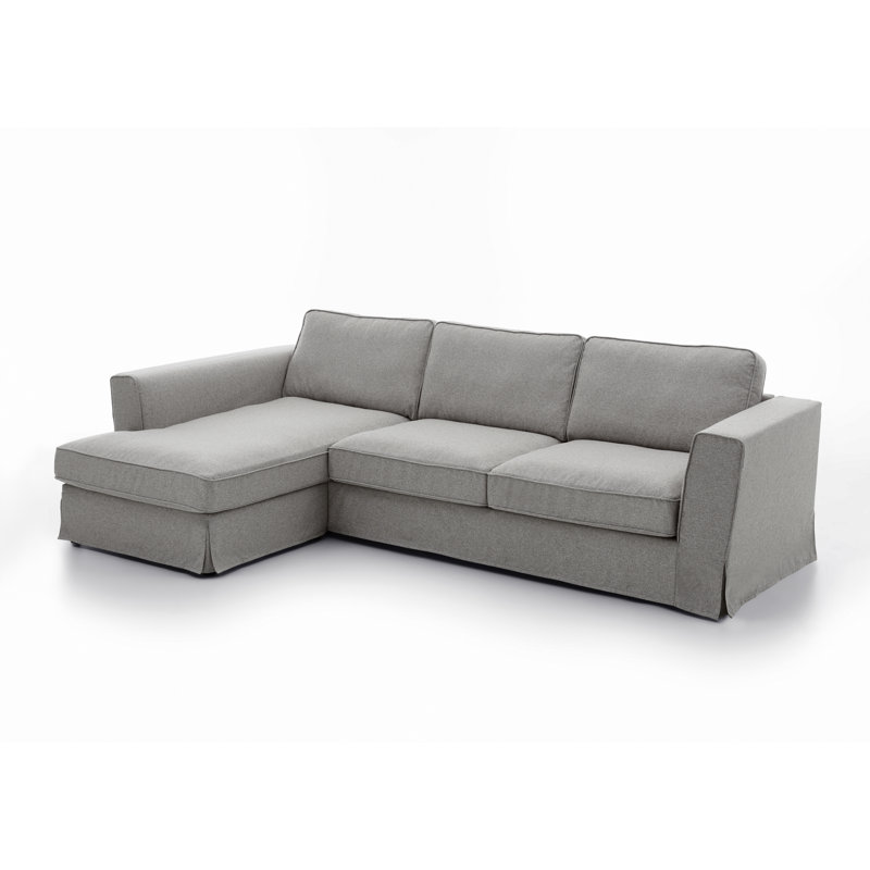 Corner Sofa, Left Hand Facing, Gray Polyester