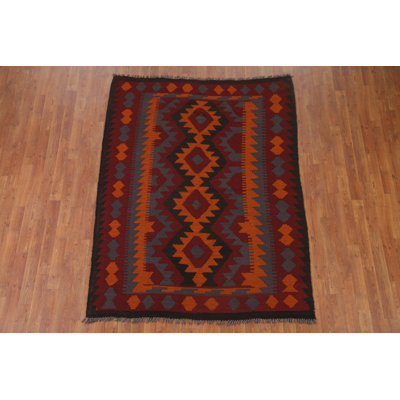 Reversible Wool Kilim Oriental Area Rug 5x7