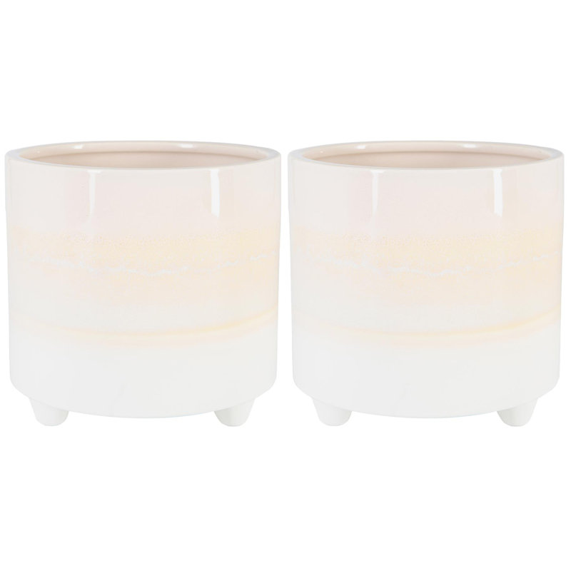 Ceramic Pot Planter, 17.5cm H x 18cm W x 18cm D, Natural