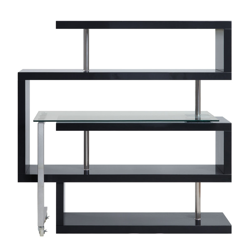 Jovina Glass L-Shape Desk, Black
