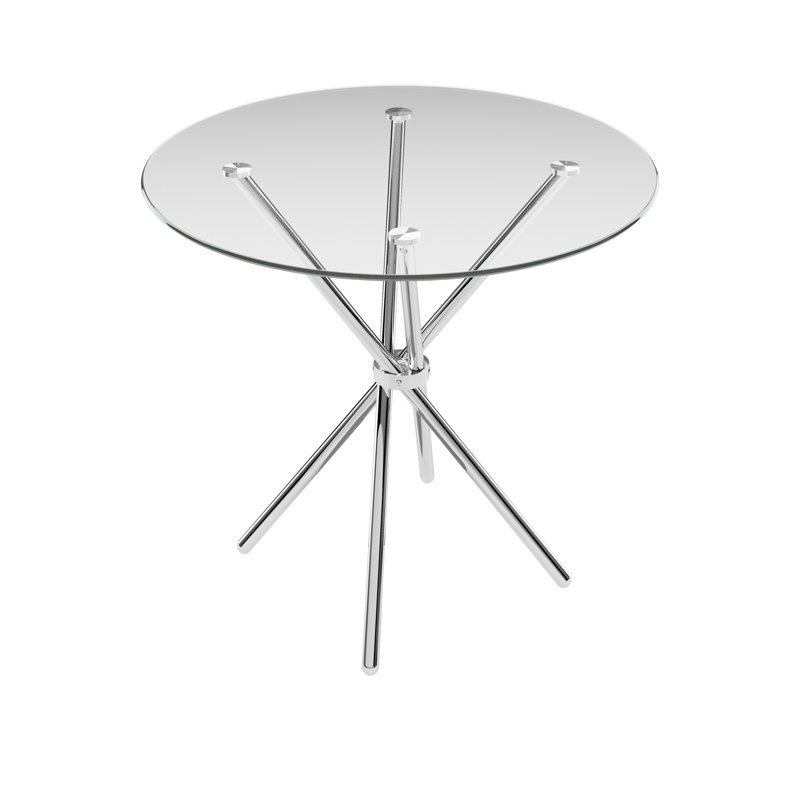 Casa Round Dining Table, Clear, Chrome