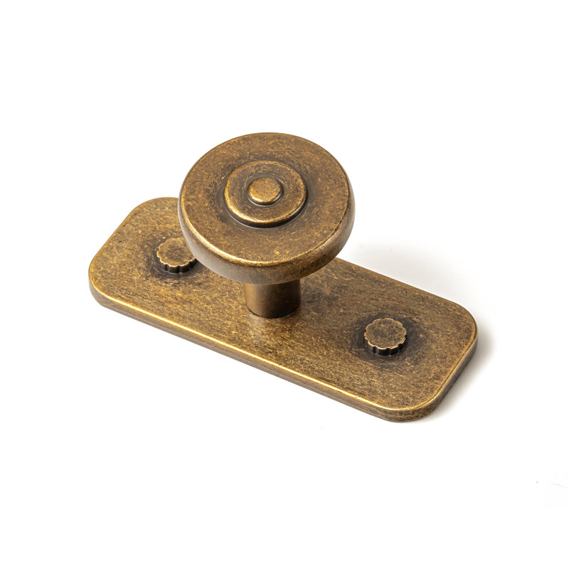 Poignée ronde ronde avec plaque décorative, Antique Brass, G032