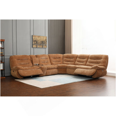 Emmy Orange Chenille Power Motion Sectional Sofa