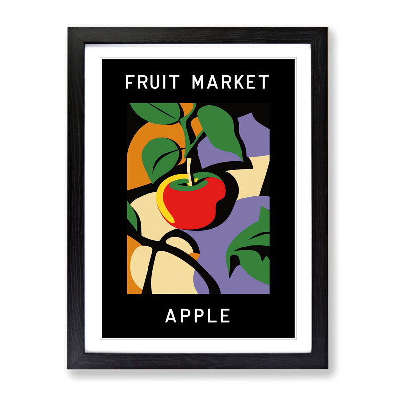 Apple Fruit Market Exhibition Vol.3 - Single Picture Frame Print on Wood, 64cm H x 46cm W x 2cm D