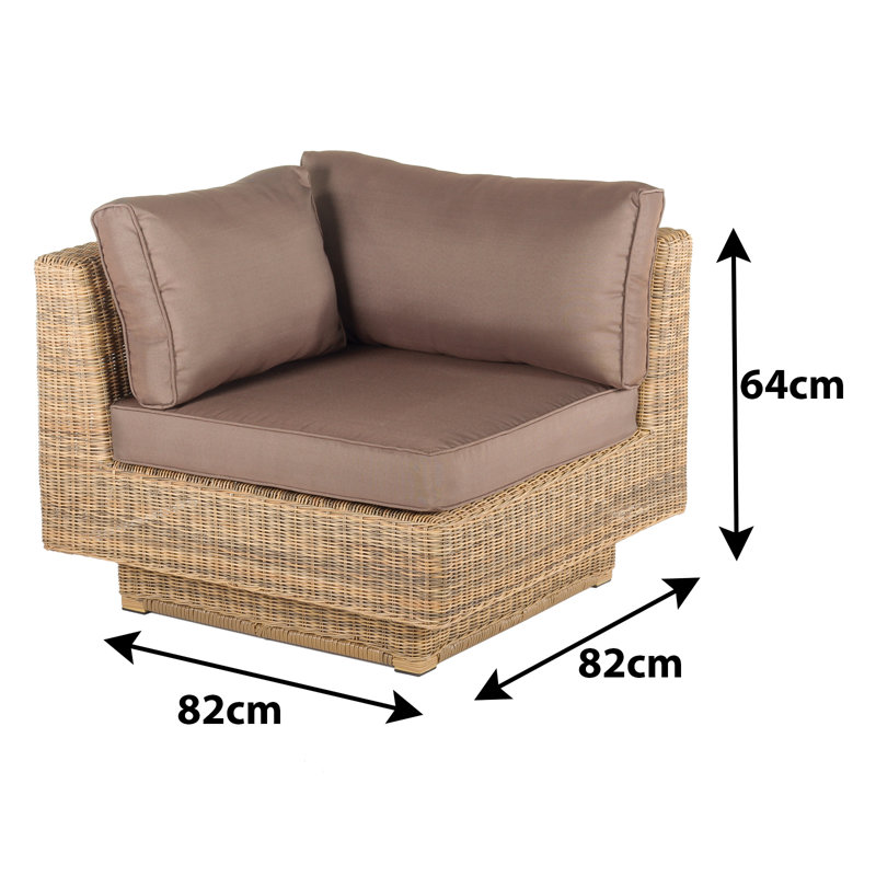 Chicago Rattan 6 Seater Deluxe Modular Lounge Set in 4 Seasons with Brown Cushions