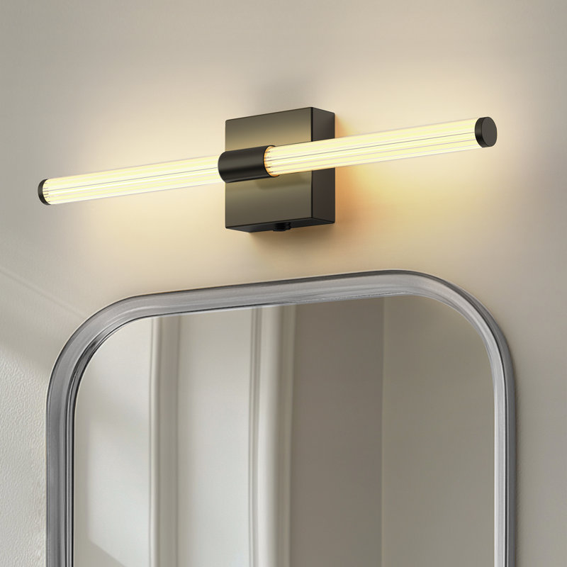 1-Light 24'' LED Wallchiere Wall Light Dimmable & Rechargeable, Matte Black, Black