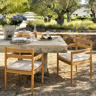 Lynx Patio Acacia Wood Dining Chairs With Removable Cushions