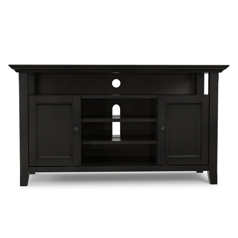 Amherst 54"W Solid Wood Transitional TV Stand for TVs up to 60" with 2 Cabinets and Adjustable Shelves, Hickory Brown
