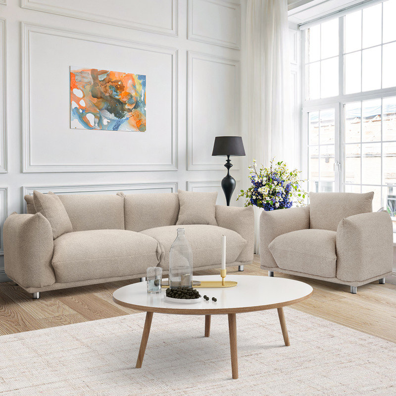 Ladawna 2 - Piece Living Room Set, Camel Lambswool